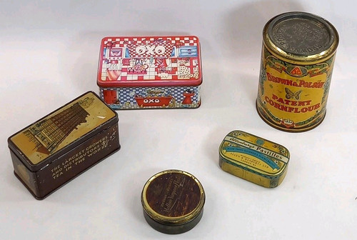 Vintage empty metal tins - x,