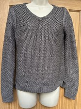 Massimo Dutti Ladies Pewter Lustre Chain Mail Silver Grey Shimmer Jumper VGC S 
