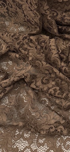 Brown floral guipure lace - floral,