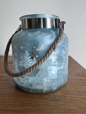 Flame Homeware Ice Look Frosted Glass Christmas Festive Candle Holder Lantern