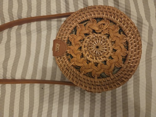 Handwoven rattan crossbody - handwoven,