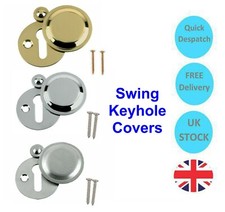 Keyhole Cover Door Escutcheon Covered Swing Key Hole Brass Chrome Satin +Screws