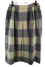 JAEGER Grey Checked Skirt size Uk 14 Womens 100% Wool Casual Outdoors Outerwear