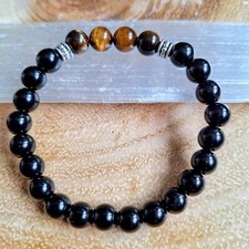 black tourmaline and tigers eye Bracelet Crystal Healing Gift For Him Or Her 