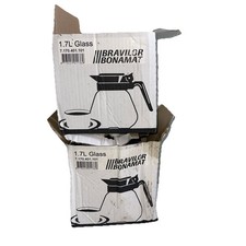 2 Bravilor Bonamat Coffee Decanters Pair Glass Jugs with grey Lids Pyrex New 