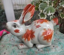 Pottery Rabbit Staffordshire Hand painted pottery 1890  Ear Well Restored