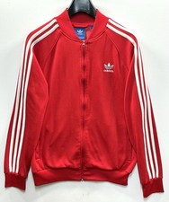 Adidas Trefoil 3 Stripe Track Jacket, Red/White, Men’s Large.  Retro.
