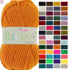 King Cole Big Value Super Chunky Acrylic Wool Yarn 100g Ball All Colours