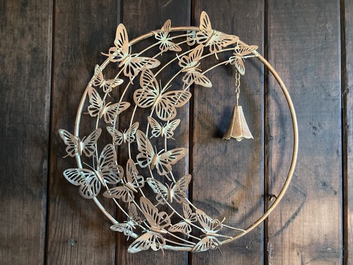 Hanging metal butterfly bell - metal,