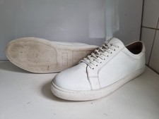 H BY HUDSON DESIGNER UK 12 EU 46 MENS WHITE LEATHER CASUAL DERBY SHOES TRAINERS