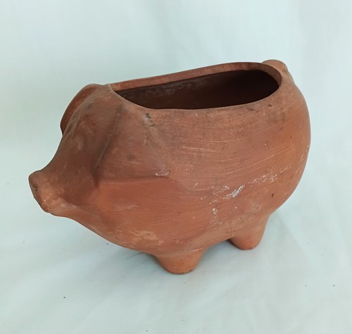 Vintage terracotta pig planter