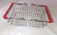 Crome plated metal miniature shopping basket for play or display. Unused.