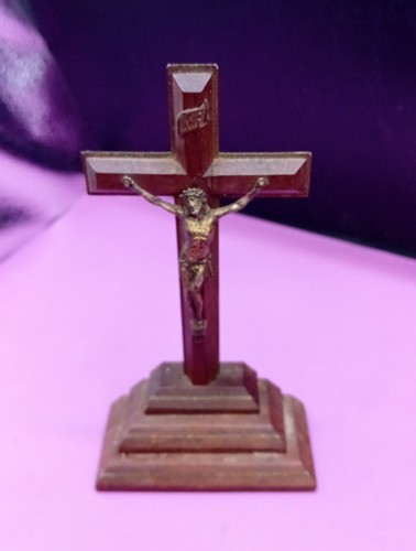 Antique crucifix wood and - ,
