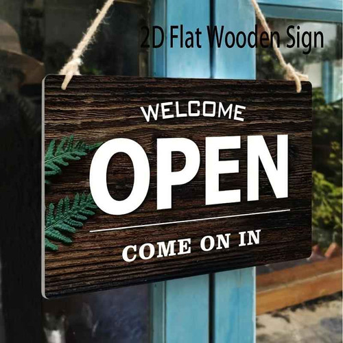 Wooden open closed sign double - open,