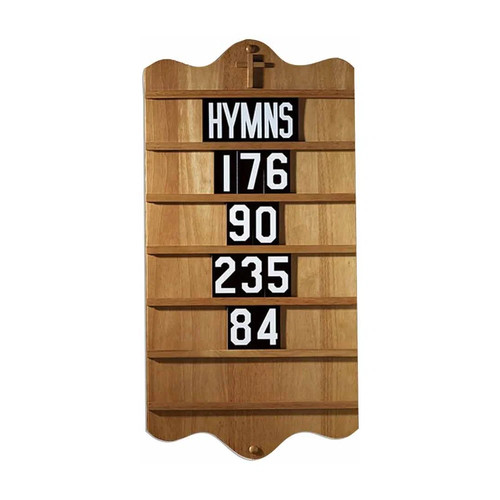 Wall mounted hymn board - wall, pecan