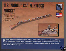 U.S. MODEL 1840 FLINTLOCK MUSKET .69 Gun Atlas Classic Firearms Guns PHOTO CARD