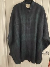 Vintage 1960s Kemp Blair Mohair & Wool Cape - Made In Scotland - Green & Black