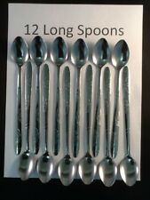Twelve 12 Iced Tea Spoons Stainless Steel Long Handle Ice Cream 7.5" Desert Soda