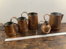 JOBLOT x 5 Vintage Copper Measuring Jugs , Creamer etc