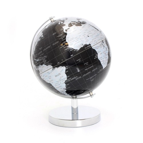 27cm silver black world globe - 27cm,