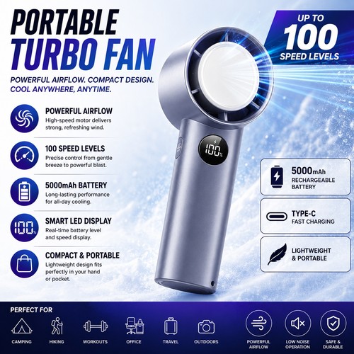 Portable turbo fan 5000mah - portable,