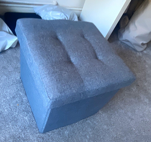 Grey fabric tufted square - grey,