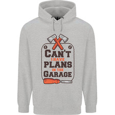 Plans In the Garage Carpentry DIY Tradesman Mens 80% Cotton Hoodie
