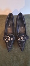 Vintage PRADA Buckle Shoes In Black Suede UK4/37