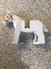 Vintage Lego White 4494 4493 White Horse Brown Bridle With Moving Head