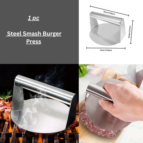 Stainless steel burger press - steel,