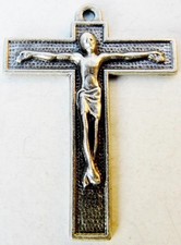 Mid Century Modern Silver Crucifix Cross Unusual Jesus Corpus Religious Pendant
