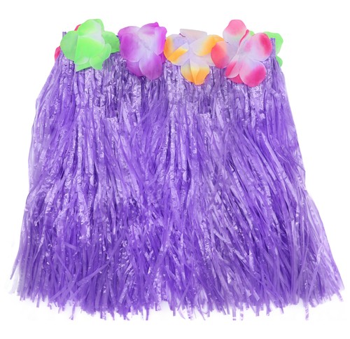 Short purple grass hula skirt - short,