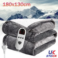 Large Electric Heated Throw Over Blanket LED Warm Washable Fleece Winter Warming