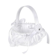 Flower Girl Basket Lace Small Wedding Decor Adornment Baskets Pearl