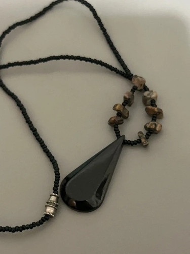 Vintage black glass - , stone