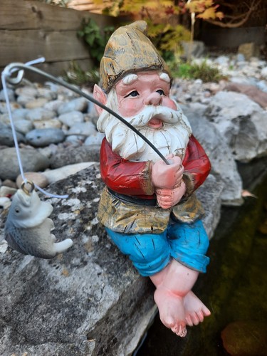 Garden gnome fishing - garden, rod