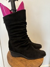 AQUATALIA for Russell & Bromley Ladies Black Suede Leather Mid-calf Boots 8/41 