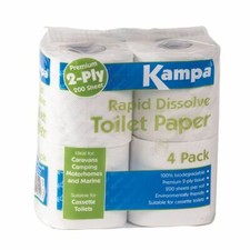Kampa Rapid Dissolve Toilet Paper for Chemical Camping Toilets - Pack of 4 Rolls