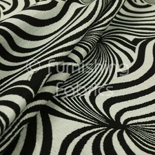 Modern Funky Stripe Zebra Style Design Black White Lightweight Furnishing Fabric