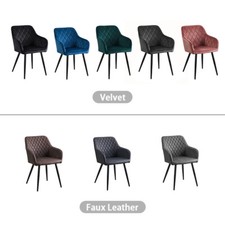 2x Dining Chairs Set Velvet/Faux Leather Upholstered Metal Legs Chair Armchair