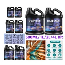 Crystal Clear Epoxy Resin - 500ML 1L 2L 4L Kit - Fast Cure 1:1 River Table Top