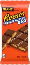 Reese's Giant Peanut Butter Bar, Milk Chocolate Coated Peanut Butter, 208g Bar