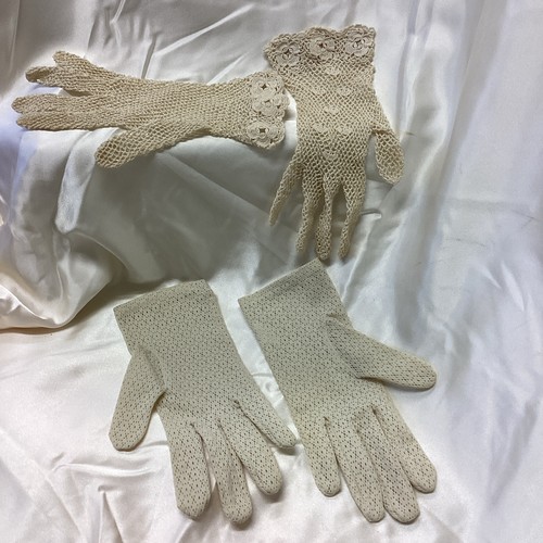 Vintage cotton lace gloves - vintage,