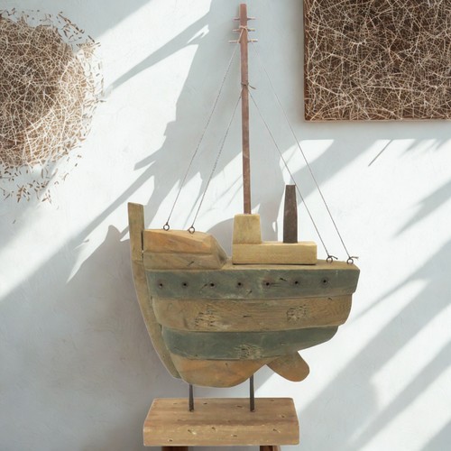 Driftwood model fishing boat - model,