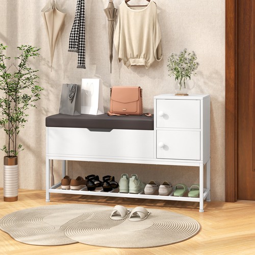 White shoe storage bench - storage,