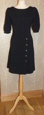 SANDRO NAVY KNIT BALLOON SLEEVE A-LINE DRESS UK 12
