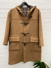 Burberry Brown Hooded Duffle Coat with Nova Check, size men's M