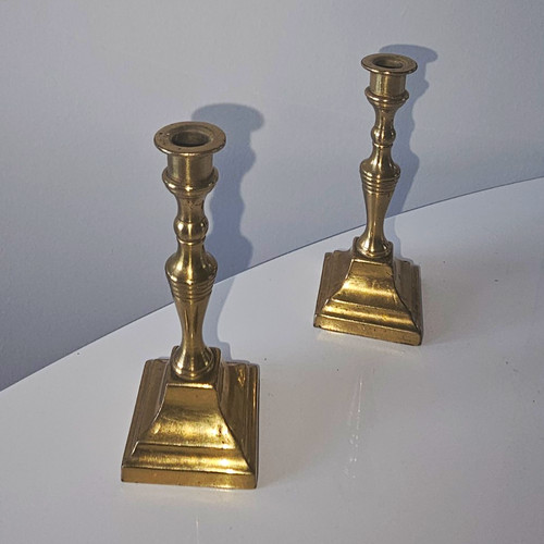Pair brass candlesticks - brass, /