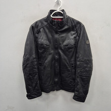 Hugo Boss Orange Jerrie Black Leather Biker Cafe Racer Thermore Jacket Size 48 