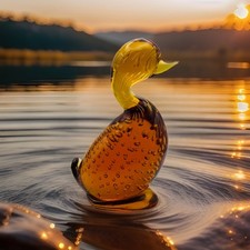 Whitefriars Full Lead Crystal Egg Shape Gold Duck